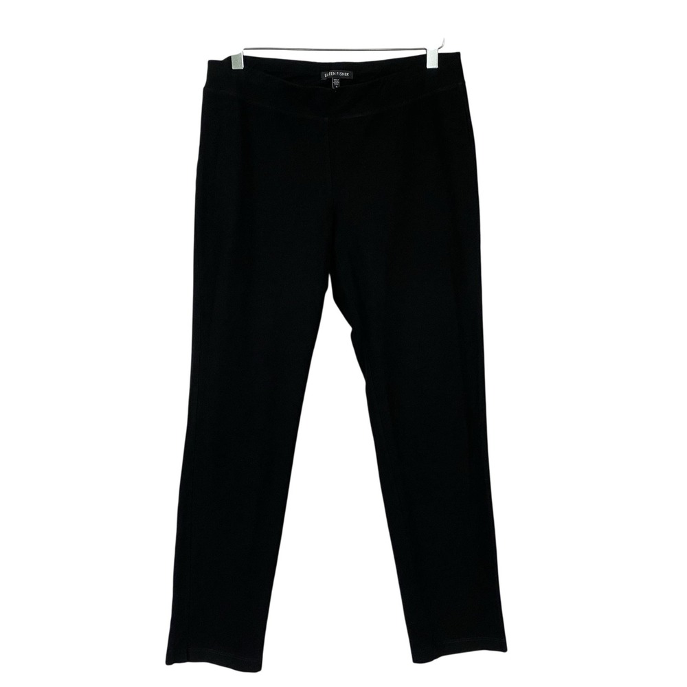 Eileen Fisher System Pants Small Black Crepe Knit Ankle Pull On Stretch 30x28